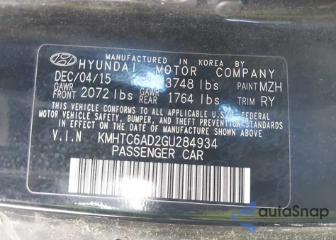 2016 Hyundai Veloster z USA, uszkodzony, nr VIN KMHTC6AD2GU284934